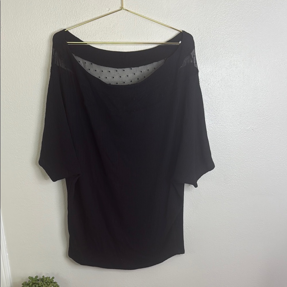 Daytrip Black Sheer Sleeve Blouse